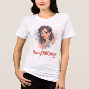 Stylish Woman with Earrings Tri-Blend Shirt