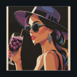 Stylish Woman with Grape Cocktail Pop Art Print<br><div class="desc">Make a bold statement with this vibrant and modern pop art print. This eye-catching piece features a stylish woman in a large hat and sunglasses, sipping a purple grape cocktail. The artwork uses a striking, graphic style with clean lines and bold color blocks in shades of blue, purple, and black,...</div>