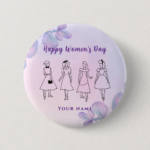 Stylish women Personalized purple Women's day Button