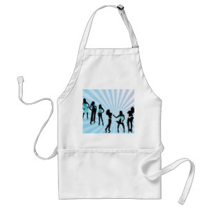 Stylish Women Silhouettes Teal Blue Fashion Adult Apron