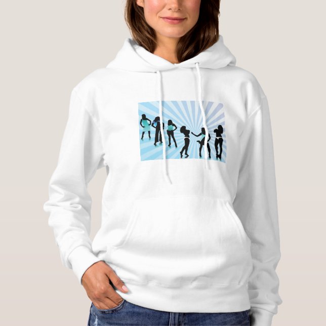 Stylish Women Silhouettes Teal Blue Fashion Hoodie (Front)