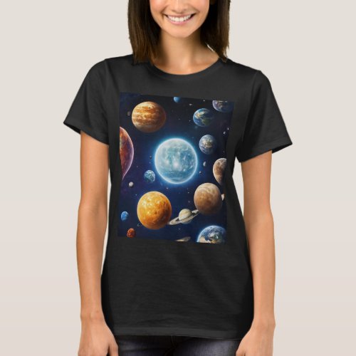 Stylish Womens Planet Design T_Shirts