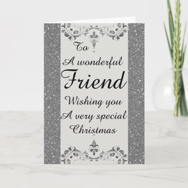 Stylish Wonderful friend Christmas card (Front)
