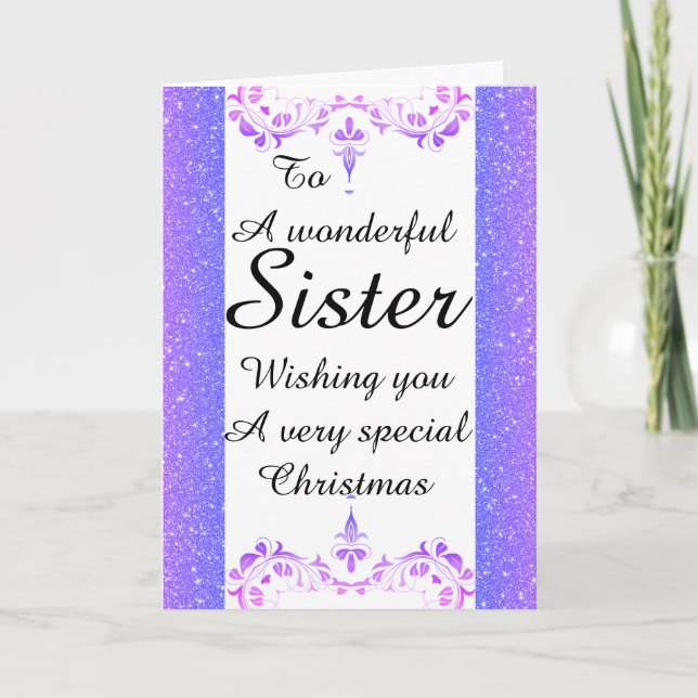 Stylish Wonderful sister Christmas card (Front)