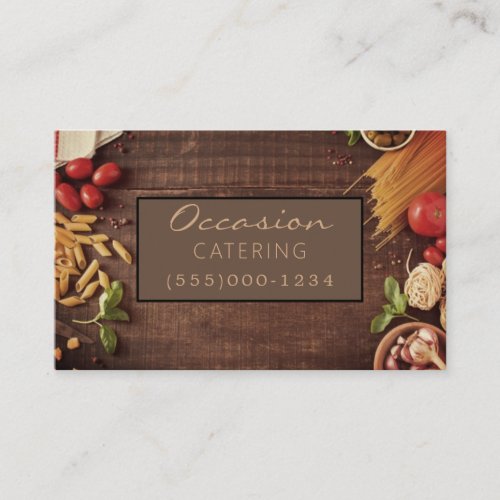 Stylish Wood Food Cutting Board Chef Catering Business Card
