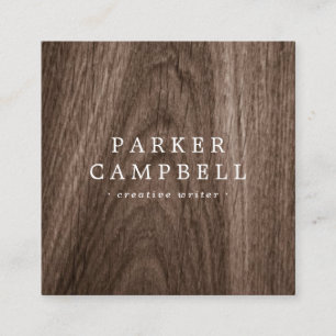 Stylish wood grain brown white minimalist square business card