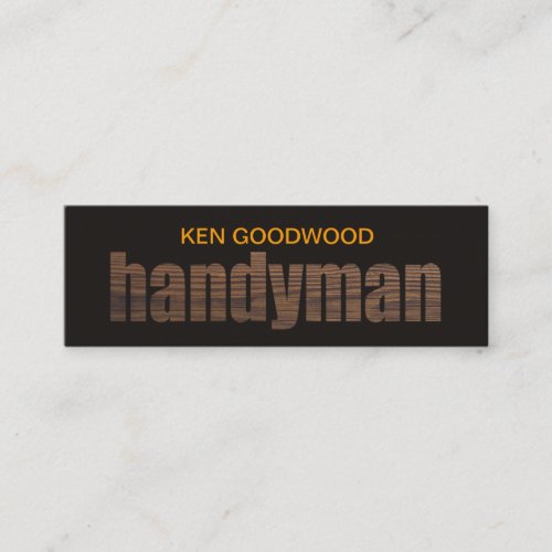 Stylish Wood Grain Handyman Signage Mini Business Card