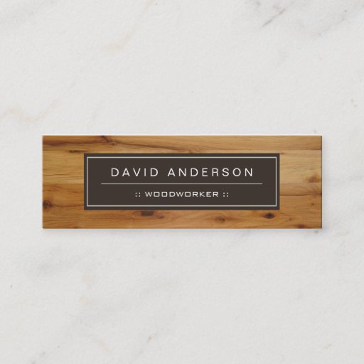 Customizable Stylish Wood Grain Woodgrain Look Mini Compact Double-Sided Mini Business Cards (Pack Of 20)