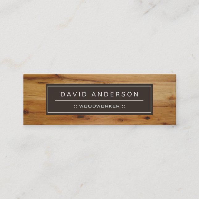 Stylish Wood Grain Woodgrain Look Mini Compact Mini Business Card (Front)