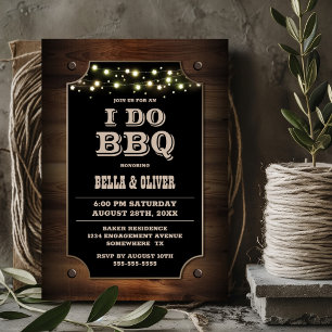 Stylish Wood I Do Barbecue Engagement Party Invitation