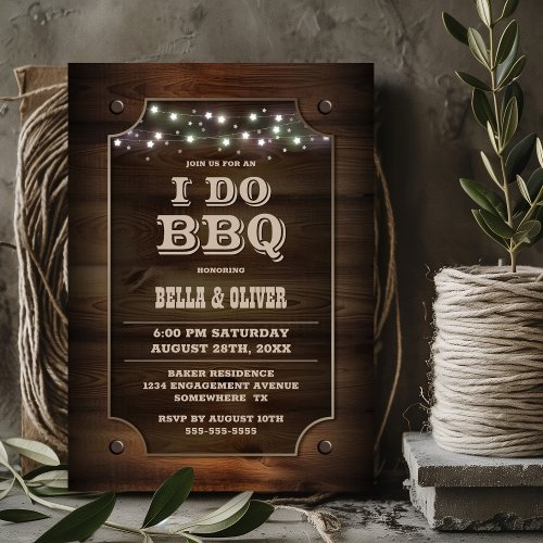 Stylish Wood I Do Barbecue Engagement Party Invitation