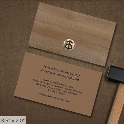 Stylish Wooden Carpentry Construction Business Card