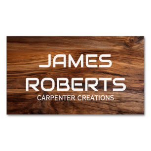 Stylish Wooden Carpentry Construction Business Card Magnet