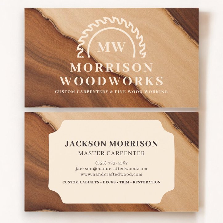 Stylish Wooden Carpentry Construction Modern Business Card