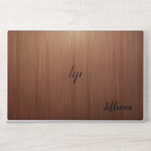 Stylish Wooden Monogram Modern Script HP Laptop Skin