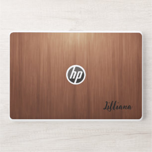 Stylish Wooden  Monogram   Modern Script HP Laptop Skin