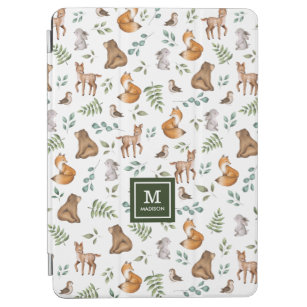 Stylish Woodland Animals Forest Greenery Monogram iPad Air Cover