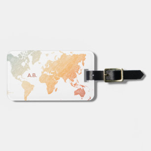 Stylish World Traveler (plus map, retro light) Luggage Tag