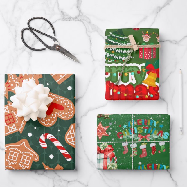 Stylish Wrappers for Christmas Holidays Wrapping Paper Sheets (Front)