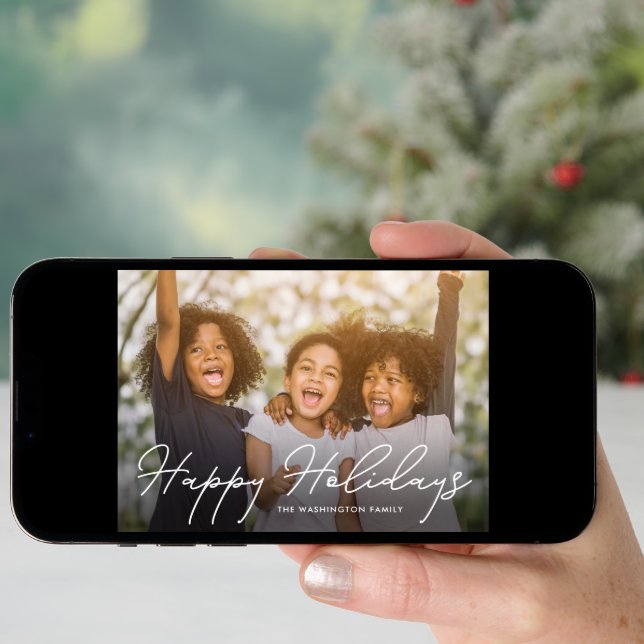 Stylish Writing Holiday Photo Card (Front Digital)