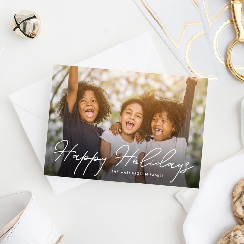 Stylish Writing Holiday Photo Card