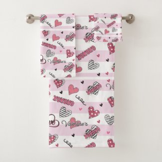 Stylish XOXO Valentine's Day Patterned Bath Towel 
