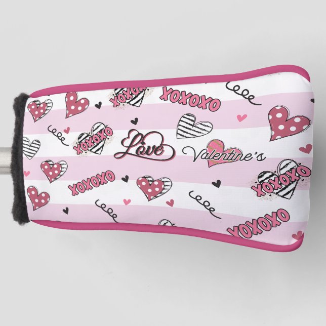 Stylish XOXO Valentine's Day Patterned  Golf Head Cover (Front)