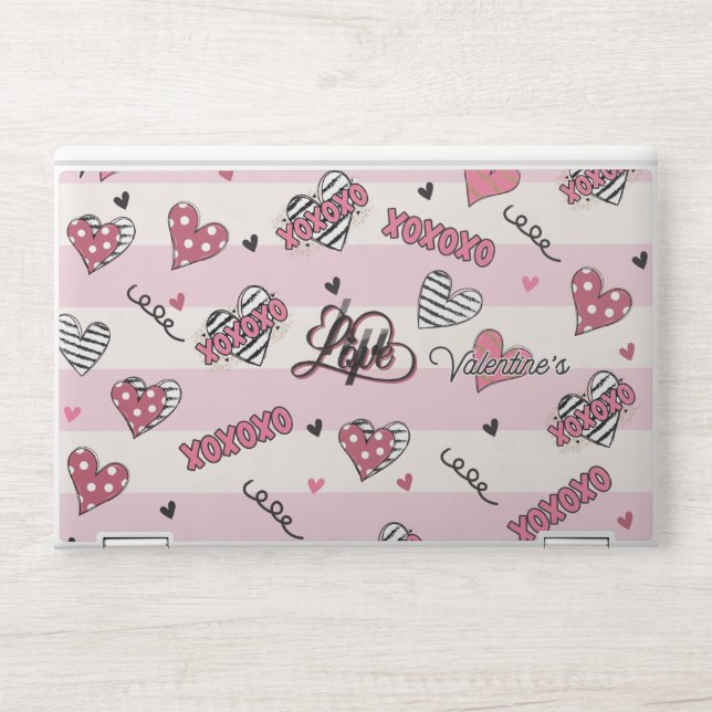 Stylish XOXO Valentine's Day Patterned   HP Laptop Skin (Front)