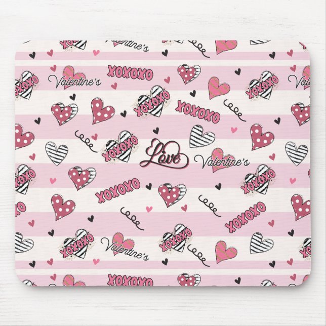 Stylish XOXO Valentine's Day Patterned   Mouse Pad (Front)