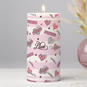 Stylish XOXO Valentine's Day Patterned Pillar Candle