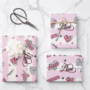 Stylish XOXO Valentine's Day Patterned Wrapping Paper Sheets
