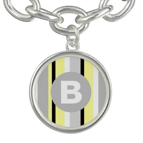 Stylish Yellow and Grey Striped Monogram Bracelet