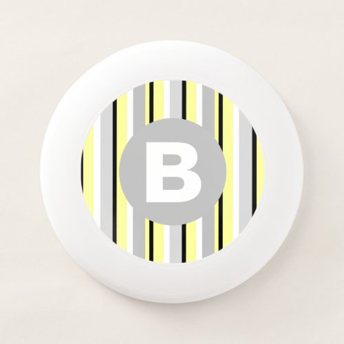 Stylish Yellow and Grey Striped Monogram Wham_O Frisbee