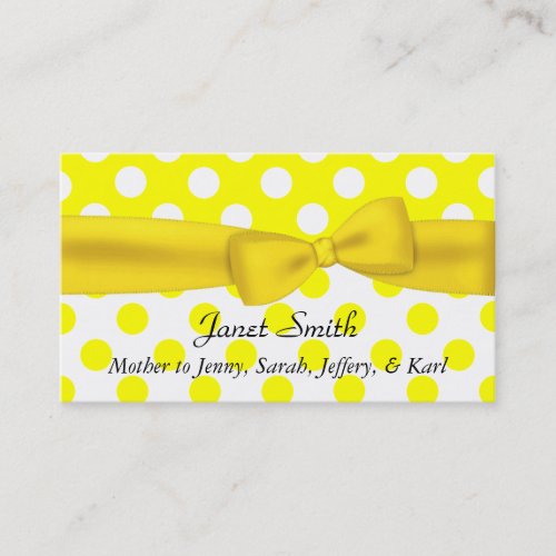 Stylish Yellow and White Polka Dot Mommy Card