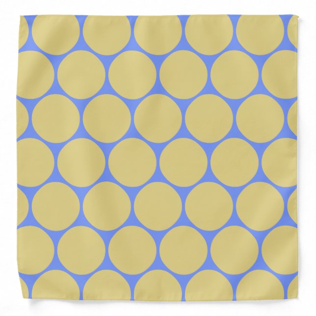 Stylish Yellow Blue Polka Dot Pattern Bandana (Front)