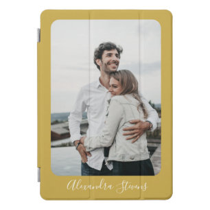 Stylish Yellow Calligraphy Personalized Photo iPad Pro Cover