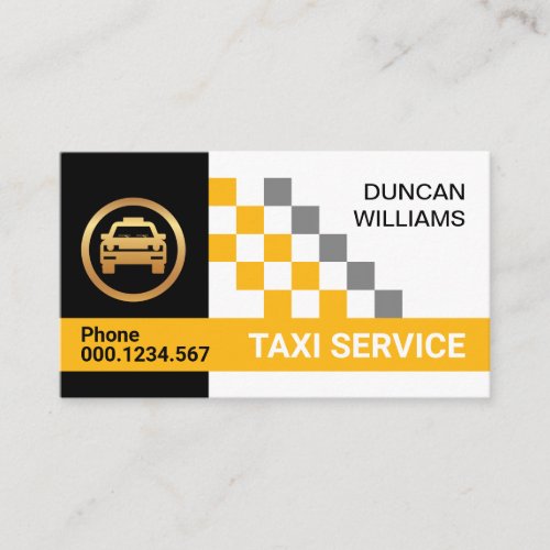 Stylish Yellow Check Box Taxi Transport Driver Business Card