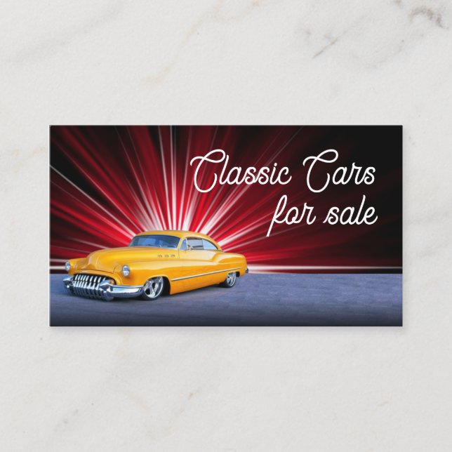 Stylish  Yellow Classic Car Business Card (Front)