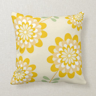 Stylish Yellow Floral Pattern - Cream Throw Pillow