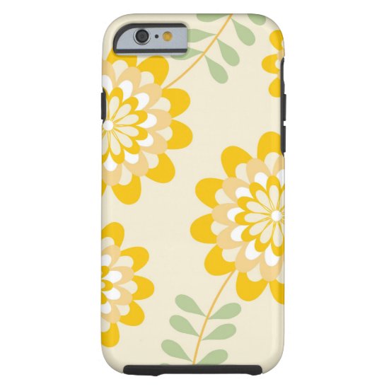 Stylish Yellow Floral Pattern - Cream Tough iPhone 6 Case