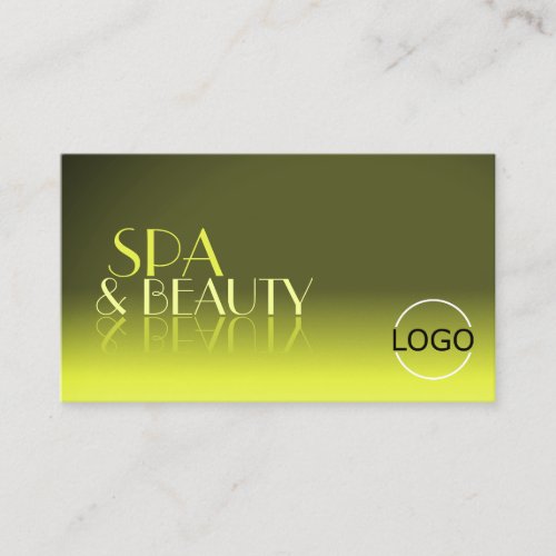 Stylish Yellow Gradient Chic Mirror Font with Logo Business Card