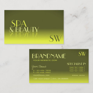 Stylish Yellow Gradient Mirror Font with Monogram Business Card