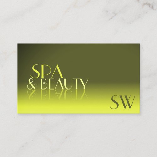 Stylish Yellow Gradient Mirror Font with Monogram Business Card