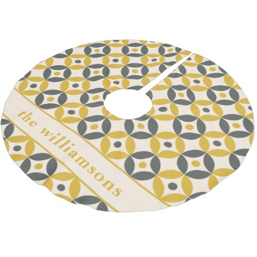 Stylish Yellow Gray Geometric Personalized   Brushed Polyester Tree Skirt