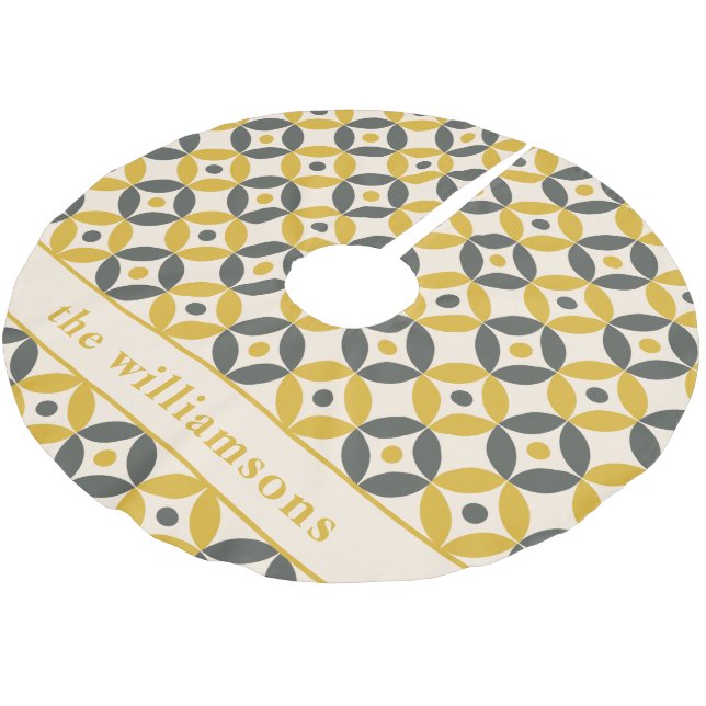 Stylish Yellow Gray Geometric Personalized   Brushed Polyester Tree Skirt (Angled)