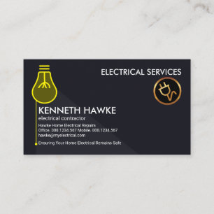 Stylish Yellow Light Bulb Power Switch Electrician Business Card