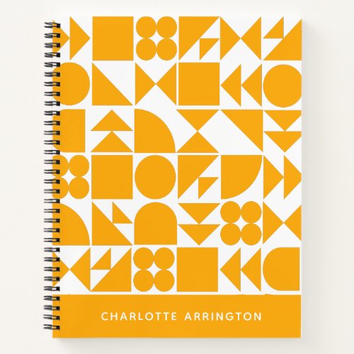 Stylish Yellow Modern Geometric Shape Personalized Notebook