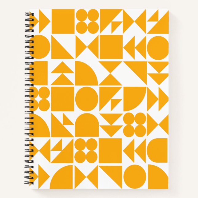 Stylish Yellow Modern Geometric Shapes Pattern Notebook (Front)