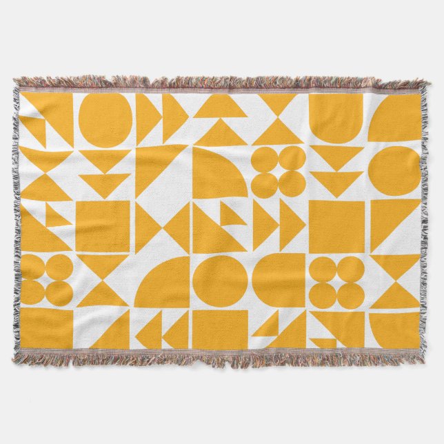 Stylish Yellow Modern Geometric Shapes Pattern Throw Blanket (Front)
