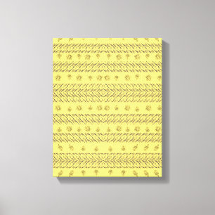 Stylish yellow navy Blue Stripes & Floral pattern Canvas Print